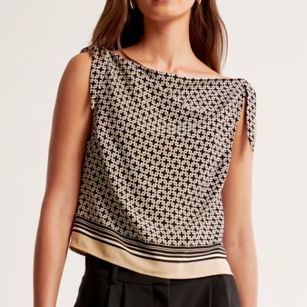 Abercrombie Satin Knotted Sleeve Top